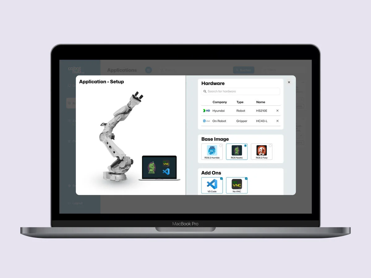 Configurator flow and robot setup process