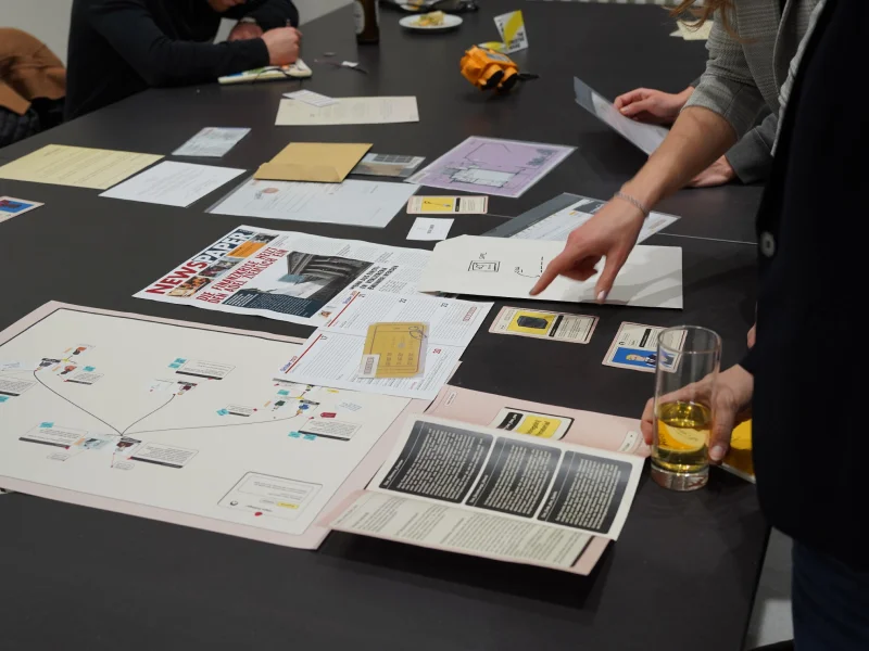 HOLA playtesting session with participants working through the cooperative crime game