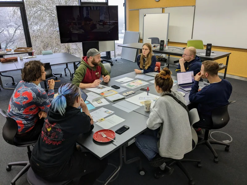 Workshop session where the HOLA team explores game concepts and defines the cooperative structure