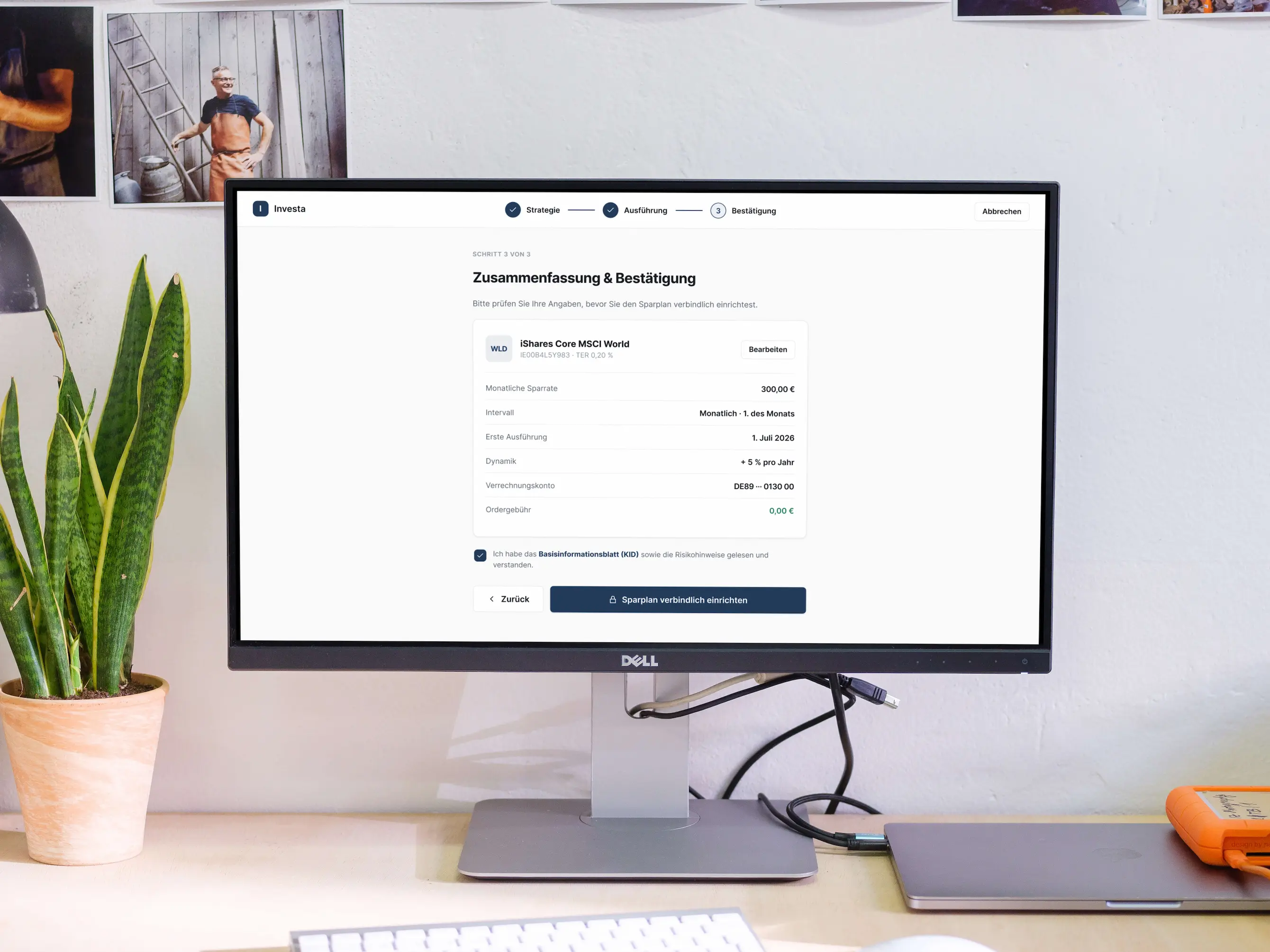 Savings plan setup — overview and summary step